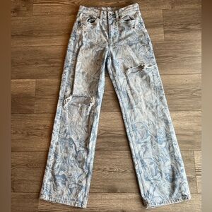 Arizona Jeans Psychedelic Swirl Pattern Highest Rise Baggy Jeans Distressed 3